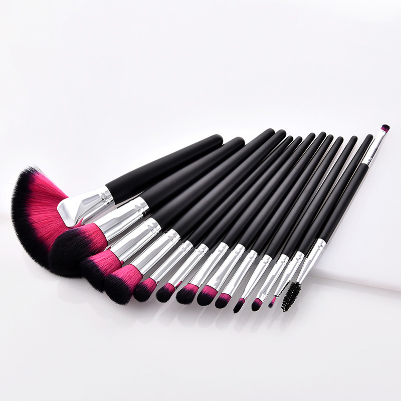 Fashion Plum-red Fan Shape Decorated Brushes (13pcs),Beauty tools