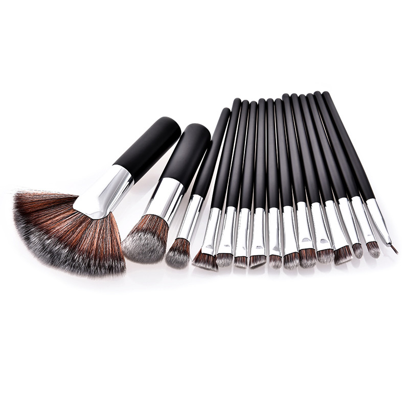Fashion Brown Fan Shape Decorated Brushes (15pcs),Beauty tools