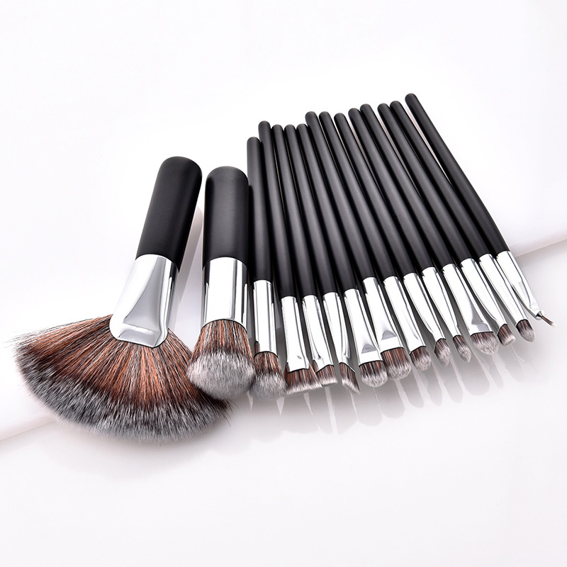 Fashion Brown Fan Shape Decorated Brushes (15pcs),Beauty tools