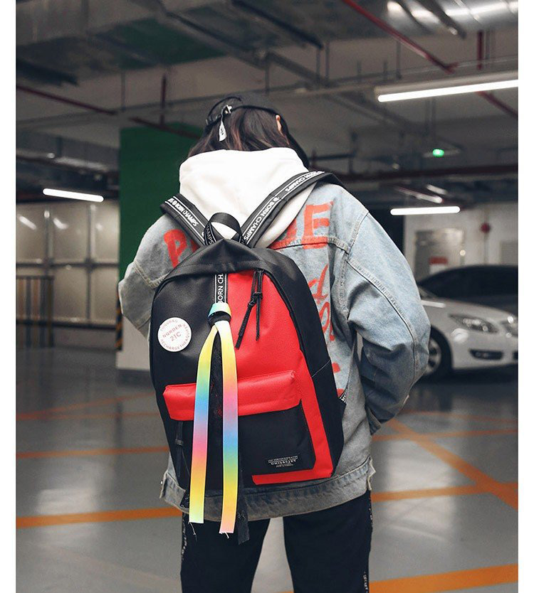 Fashion Red+black Color-matching Decorated Backpack,Backpack