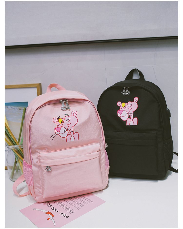 Fashion Red Pink Panther Decorated Backpack,Backpack