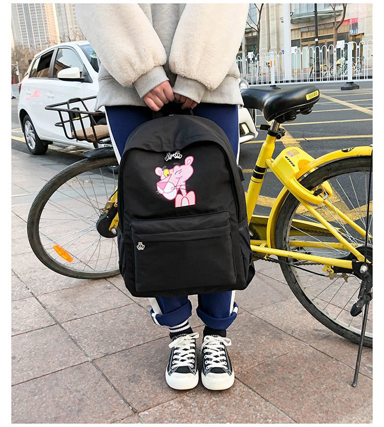 Fashion Pink Pink Panther Decorated Backpack,Backpack