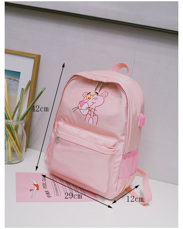 Fashion Red Pink Panther Decorated Backpack,Backpack