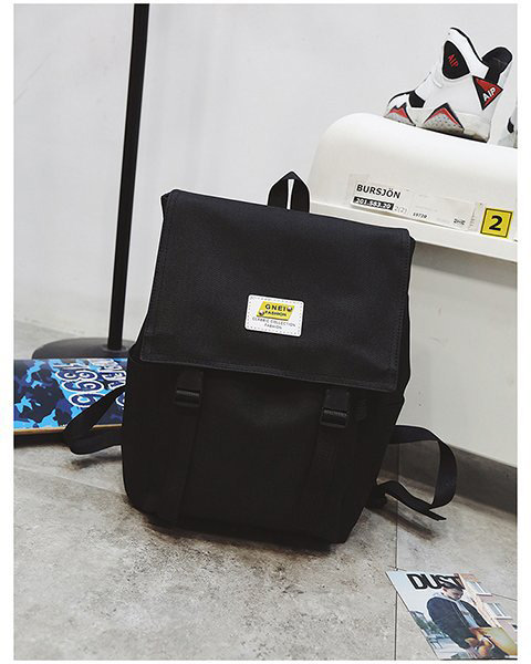 Fashion Black Square Shape Decorated Backpack,Backpack