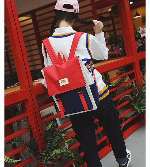 Fashion Red Square Shape Decorated Backpack,Backpack