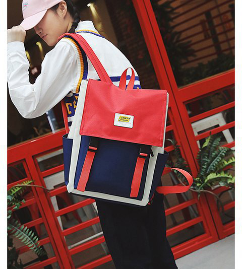 Fashion Red Square Shape Decorated Backpack,Backpack