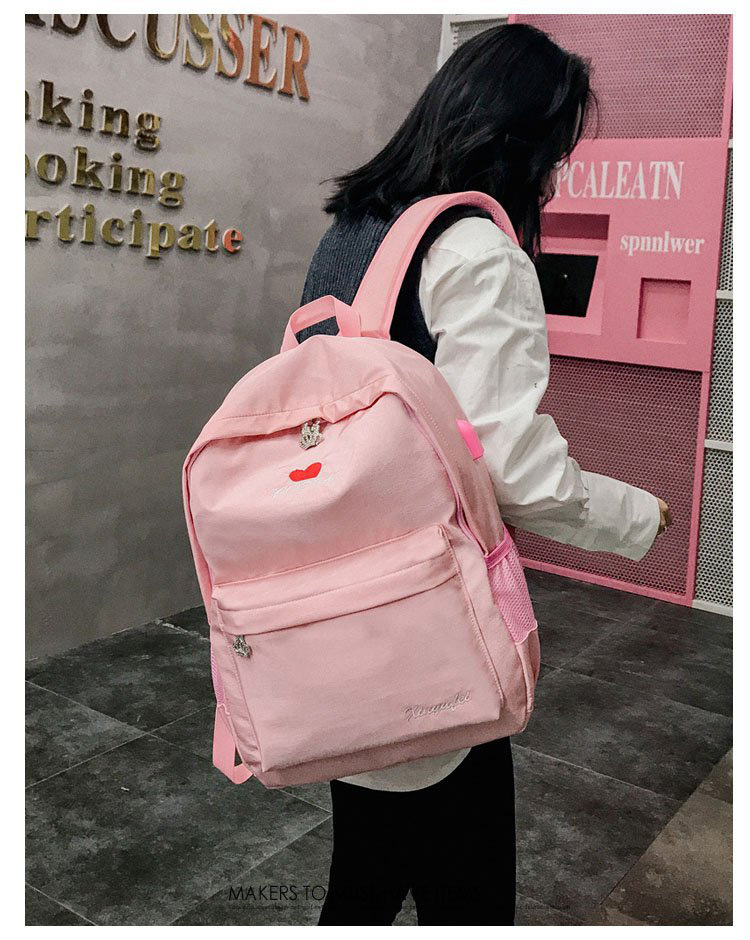 Fashion Pink Heart Shape Decorated Backpack,Backpack