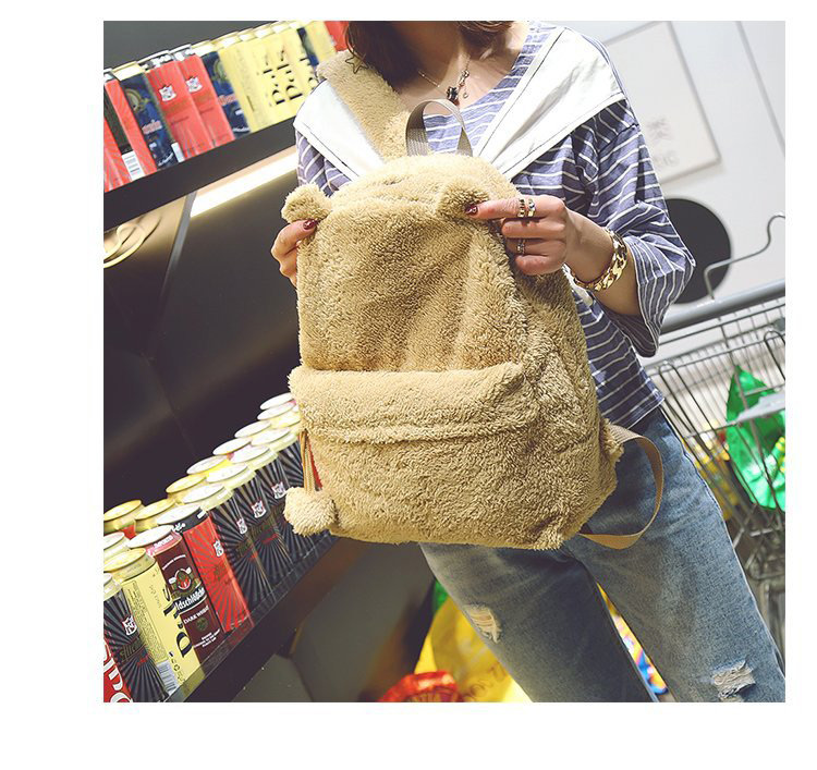 Lovely Khaki Pure Color Decorated Backpack,Backpack