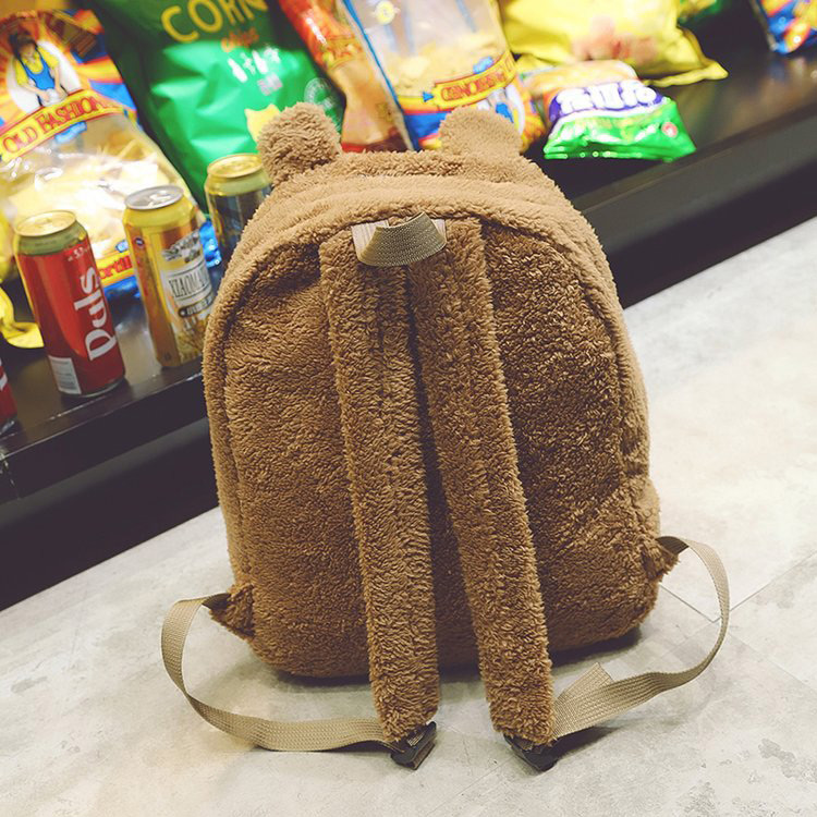 Lovely Brown Pure Color Decorated Backpack,Backpack