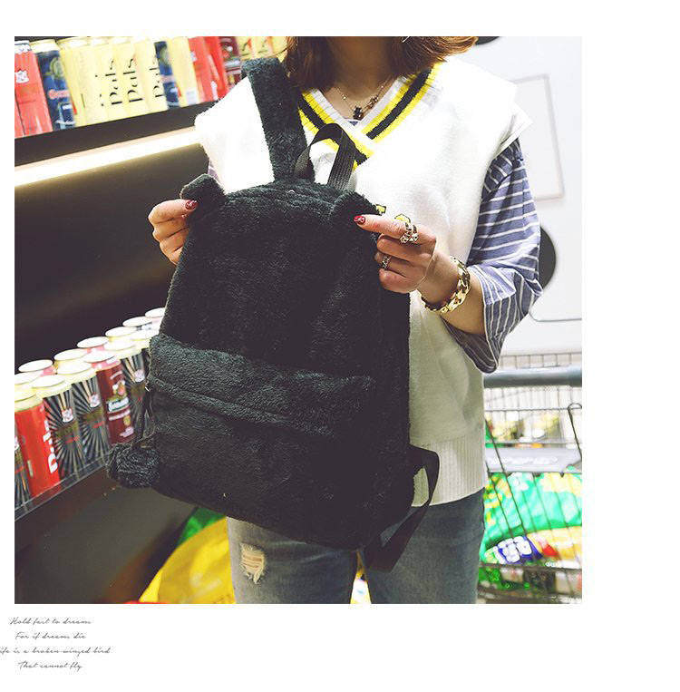 Lovely Black Pure Color Decorated Backpack,Backpack
