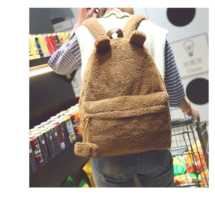 Lovely Brown Pure Color Decorated Backpack,Backpack