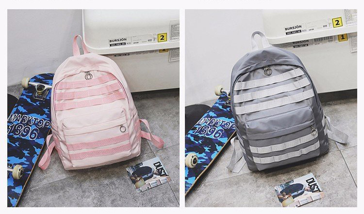Fashion Light Gray Pure Color Decorated Backpack,Backpack