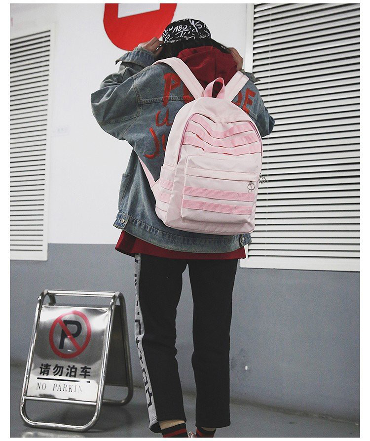 Fashion Pink Color-matching Decorated Backpack,Backpack