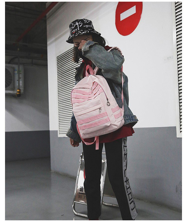 Fashion Pink Color-matching Decorated Backpack,Backpack