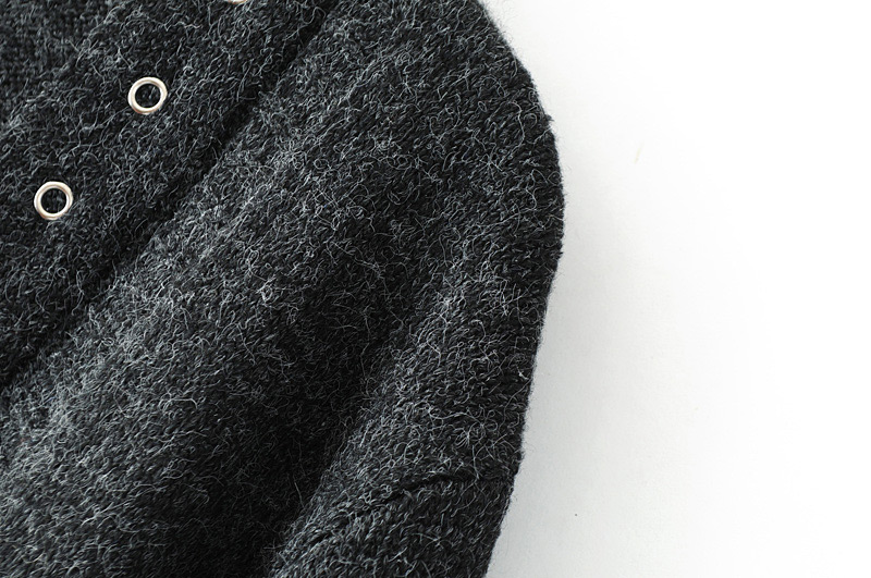 Fashion Dark Gray Button Decorated Sweater,Sweater
