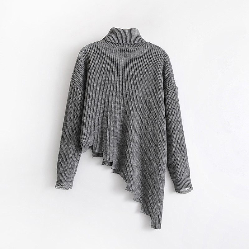 Fashion Gray Pure Color Decorated Sweater,Sweater