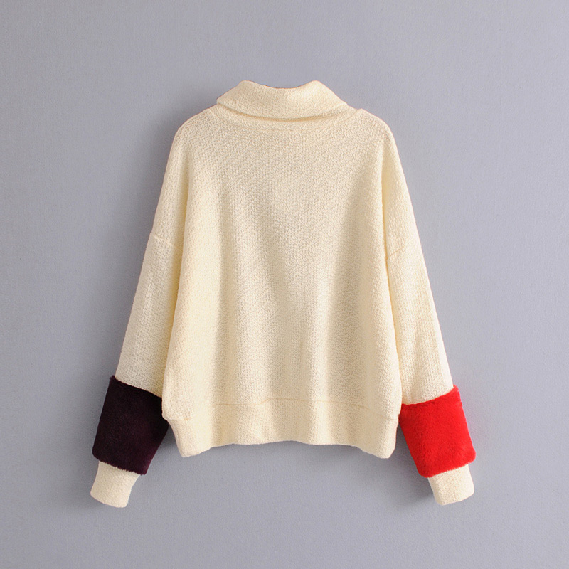 Fashion Beige Color Matching Decorated Sweater,Sweater