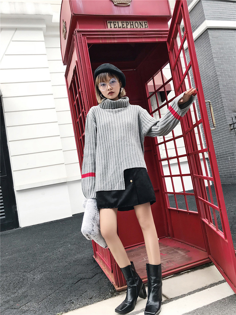 Fashion Gray Color Matching Decorated Sweater,Sweater