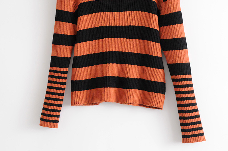 Fashion Black Stripe Pattern Decorated Sweater,Sweater