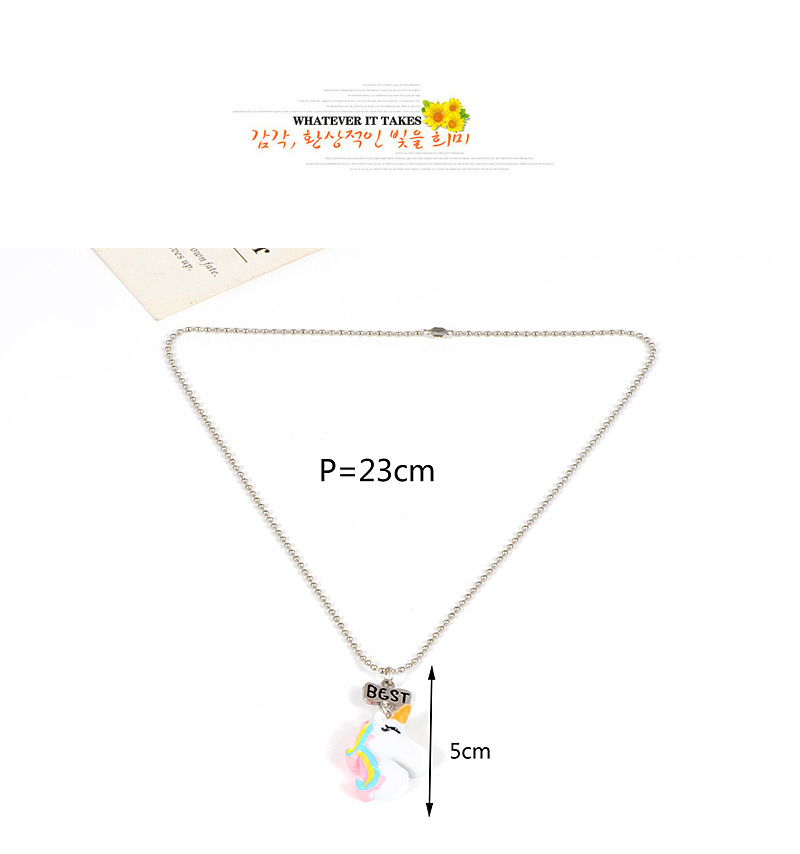 Fashion White Unicorn Shape Decorated Necklace ( 2 Pcs ),Jewelry Sets