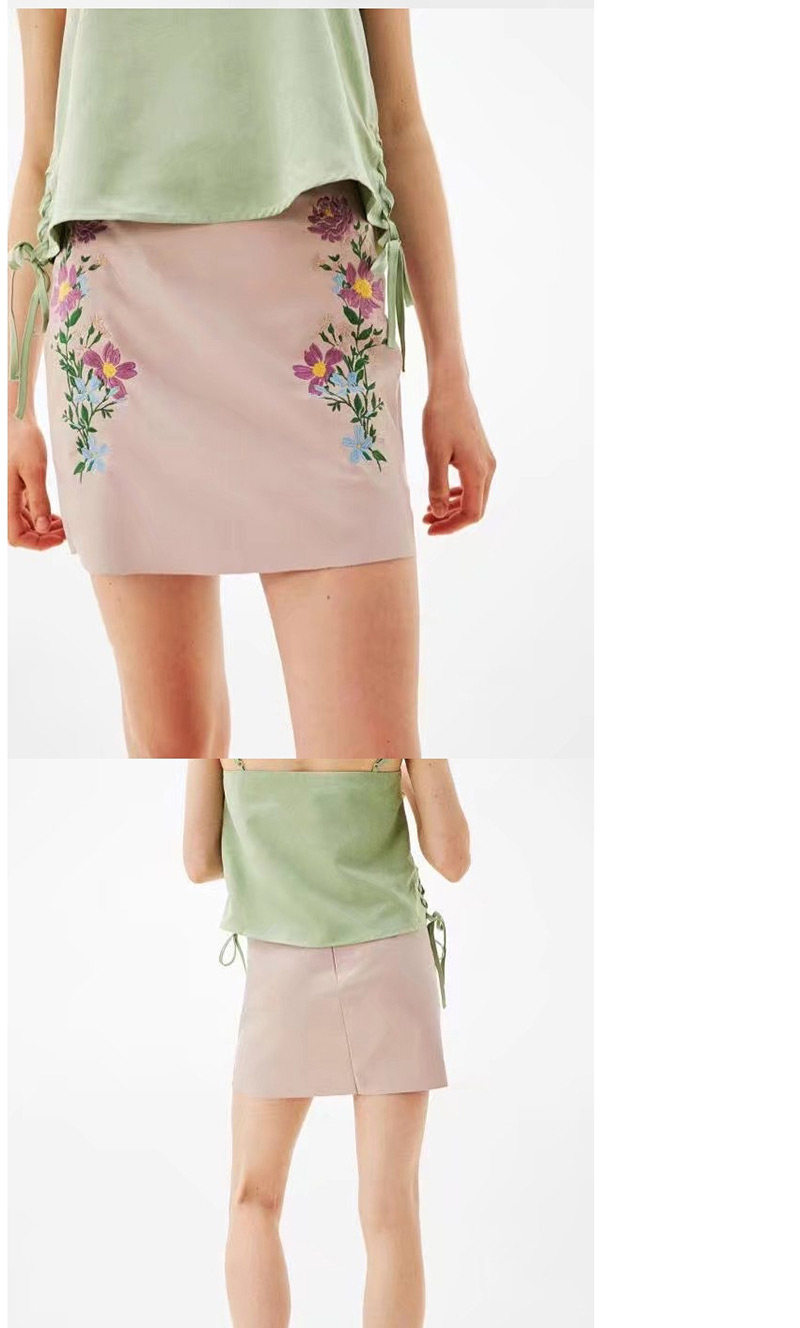 Fashion Pink Flower Pattern Decorated Skirt,Skirts
