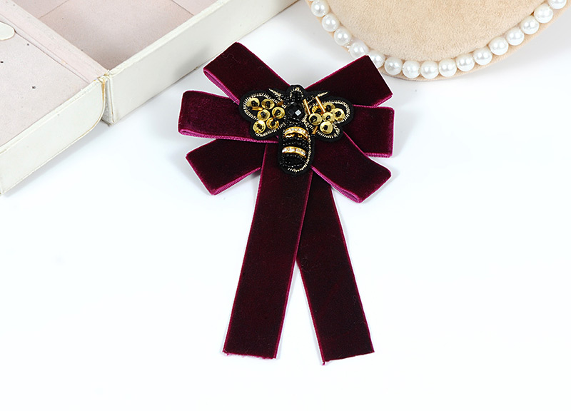 Fashion Claret Red Bee Shape Decorated Bowknot Brooch,Korean Brooches