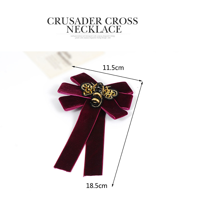 Fashion Claret Red Bee Shape Decorated Bowknot Brooch,Korean Brooches