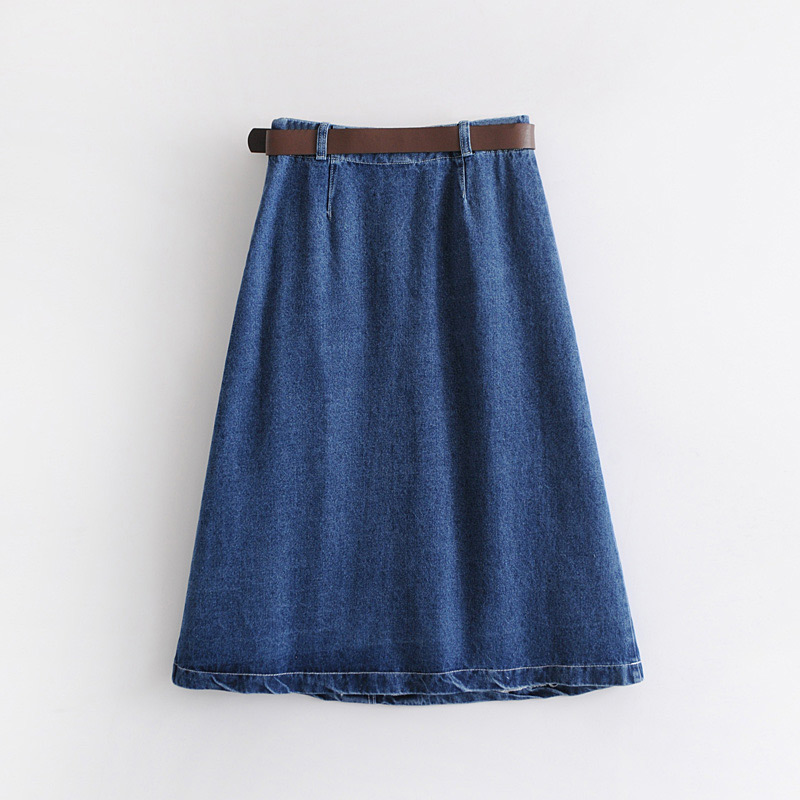 Fashion Blue Pocket Shape Decorated Skirt,Skirts