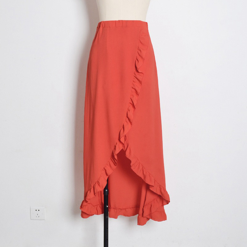 Fashion Orange Pure Color Decorated Skirt,Skirts