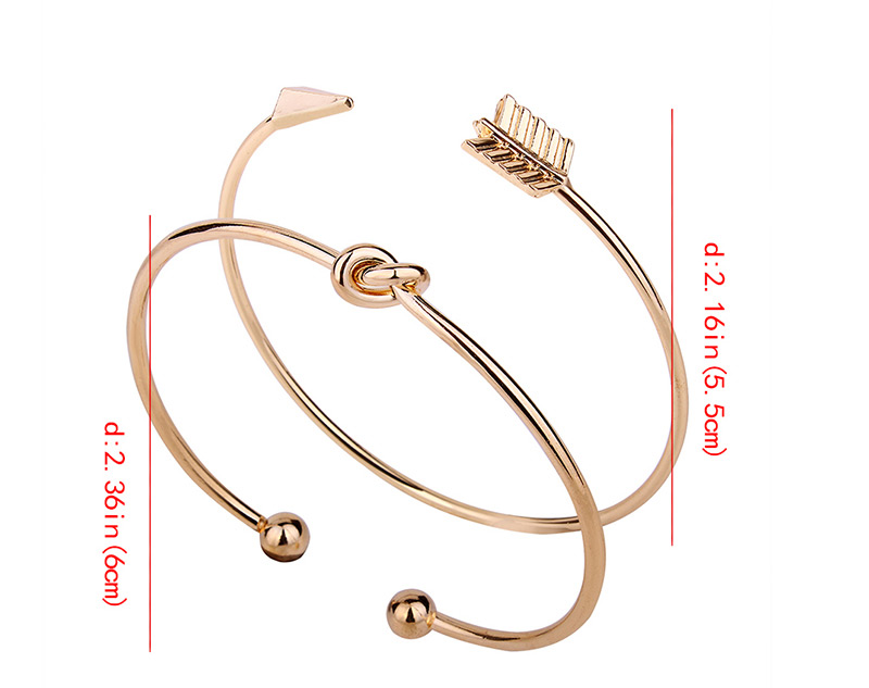 Fashion Gold Color Arrow Shape Decorated Bracelet (2 Pcs ),Fashion Bangles