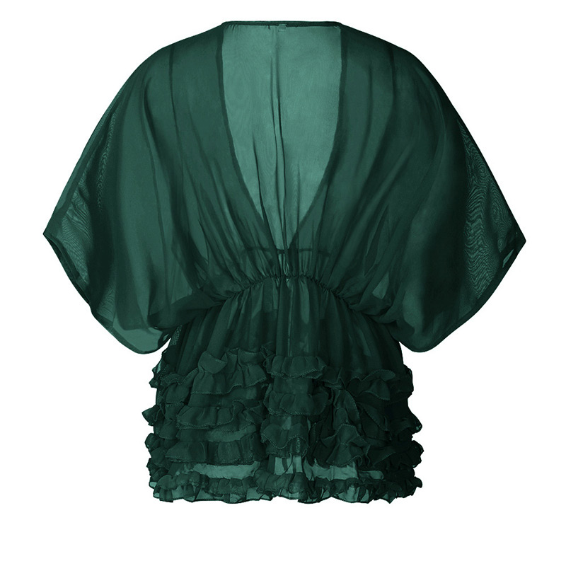 Fashion Green Pure Color Decorated Smock,Sunscreen Shirts