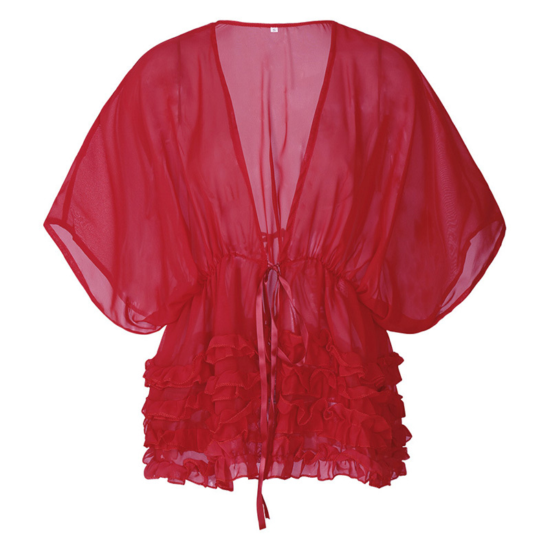 Fashion Red Pure Color Decorated Smock,Sunscreen Shirts
