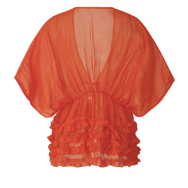 Fashion Orange Pure Color Decorated Smock,Sunscreen Shirts