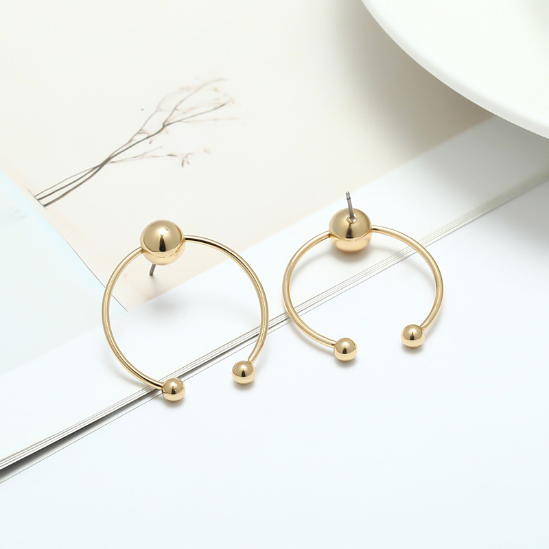 Elegant Gold Color C Shape Design Pure Color Earrings,Stud Earrings