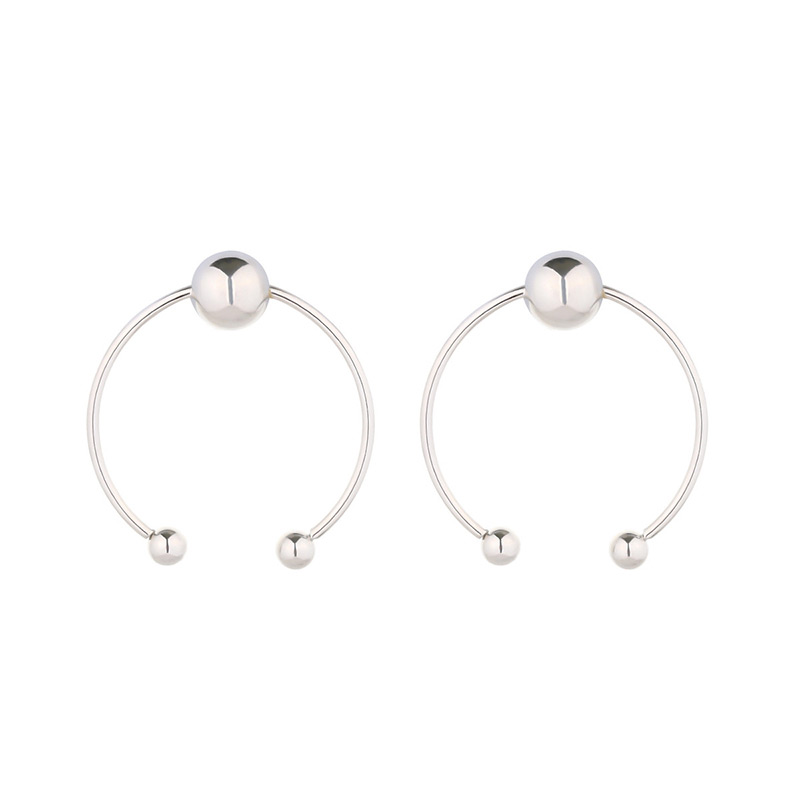 Elegant Silver Color C Shape Design Pure Color Earrings,Stud Earrings