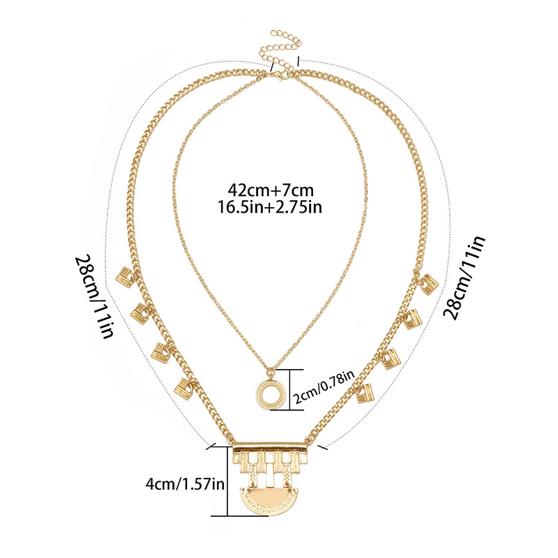 Elegant Gold Color Pure Color Design Double Layer Necklace,Multi Strand Necklaces