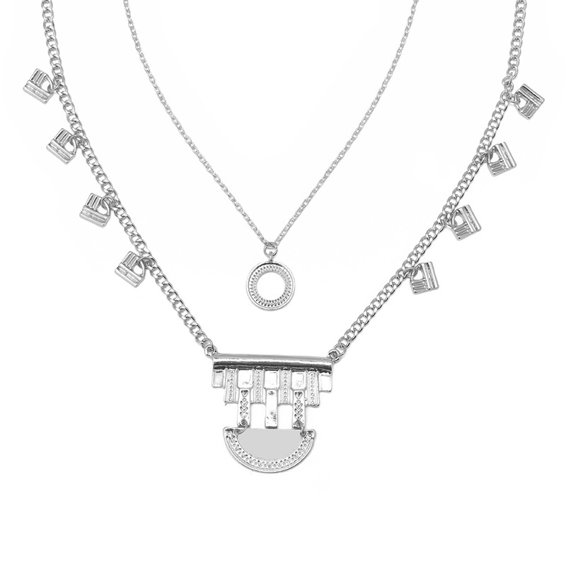 Elegant Silver Color Pure Color Design Double Layer Necklace,Multi Strand Necklaces