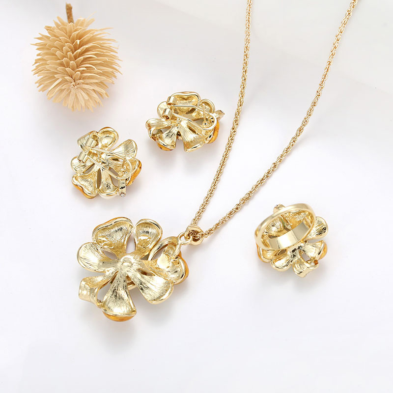 Fashion Gold Color+green Flowers Design Color Matching Jewelry Sets,Jewelry Sets