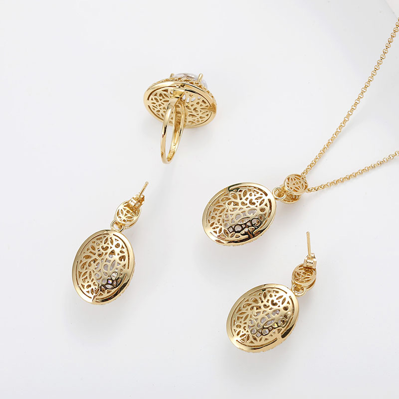 Fashion Gold Color Oval Shape Diamond Decorated Jewelry Sets,Jewelry Sets