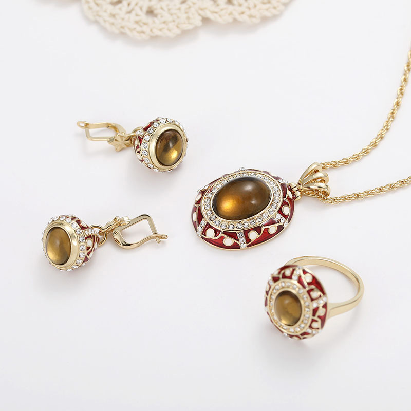 Fashion Gold Color+red Oval Shape Design Color Matching Jewelry Sets,Jewelry Sets