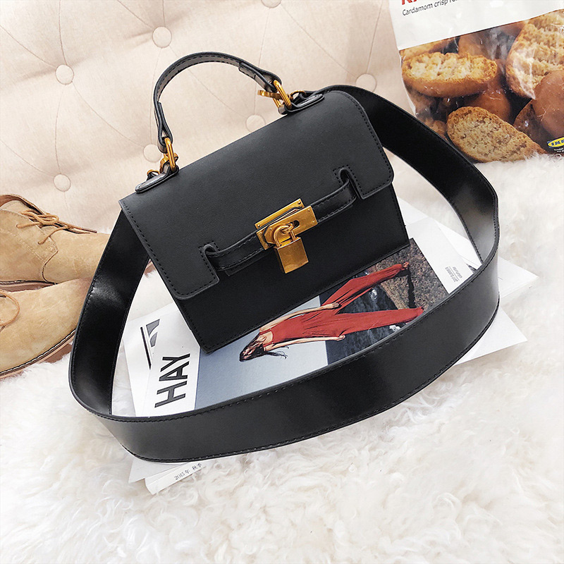 Vintage Black Lock Shape Decorated Bag,Handbags