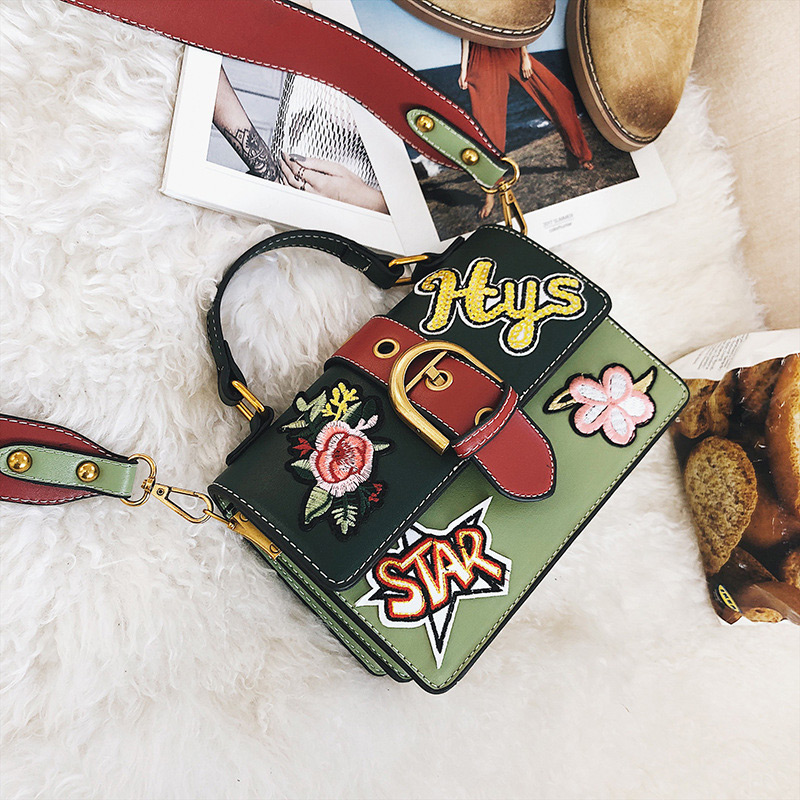 Vintage Brown Embroidered Flower Shape Decorated Bag,Handbags