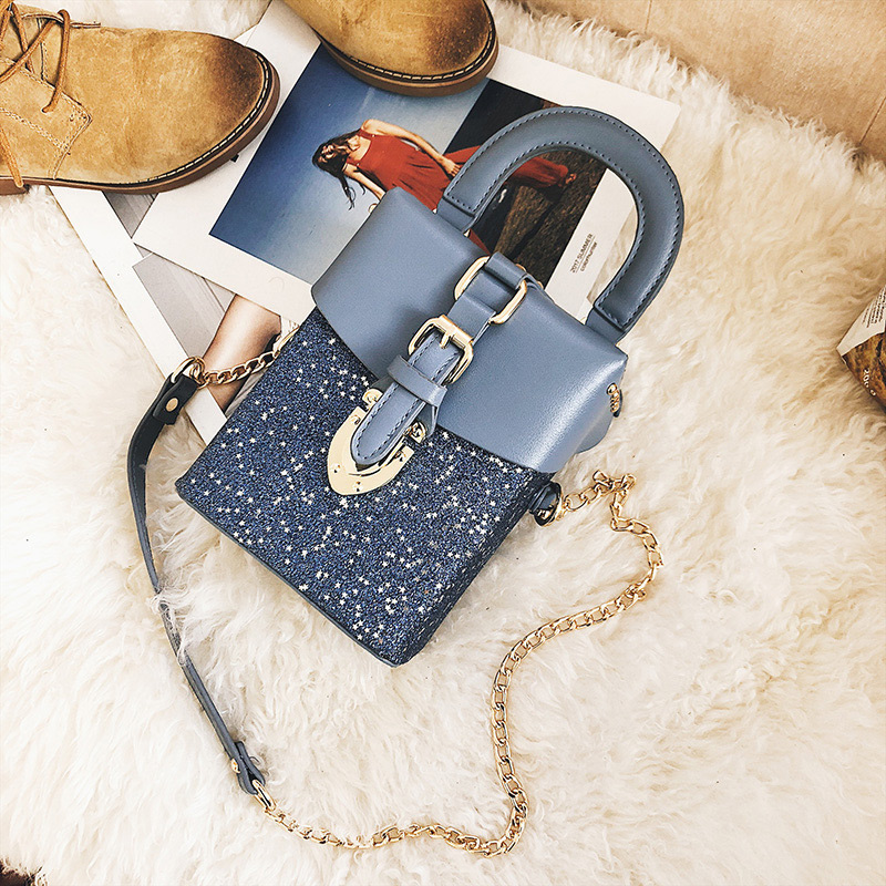 Fashion Blue Paillette Shape Decorated Bag,Handbags
