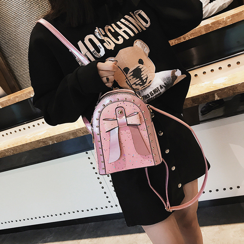 Fashion Pink Bowknot Shape Decorated Bag,Backpack