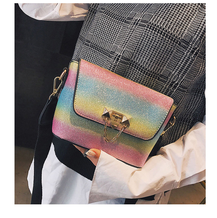 Vintage Multi-color Square Shape Decorated Bag,Shoulder bags