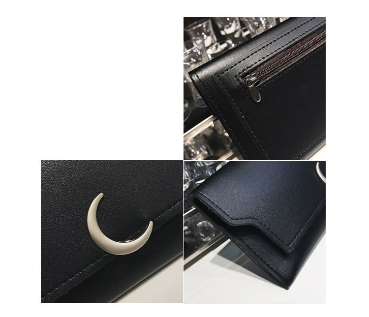Fashion Pure Color Moon Shape Decorated Wallet,Wallet