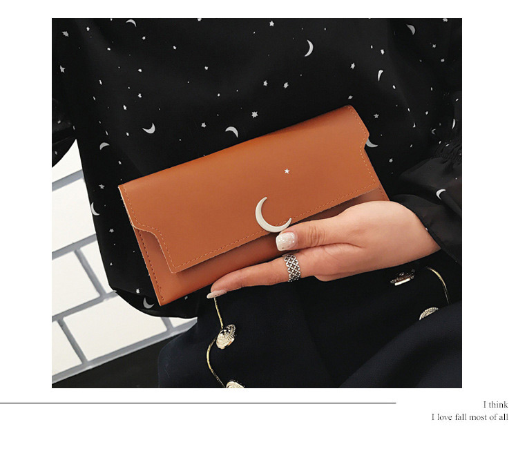 Fashion Pure Color Moon Shape Decorated Wallet,Wallet