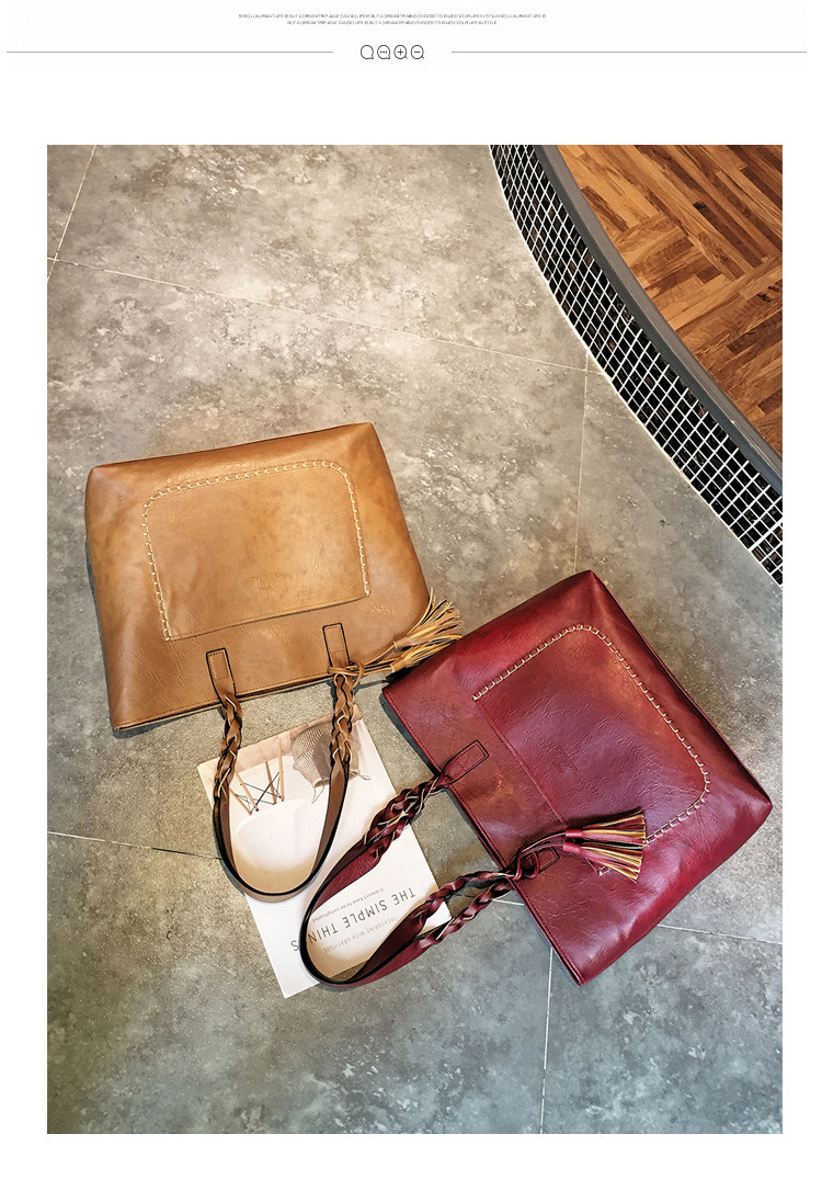 Trendy Light Brown Tassel Decorated Square Shape Handbag,Messenger bags