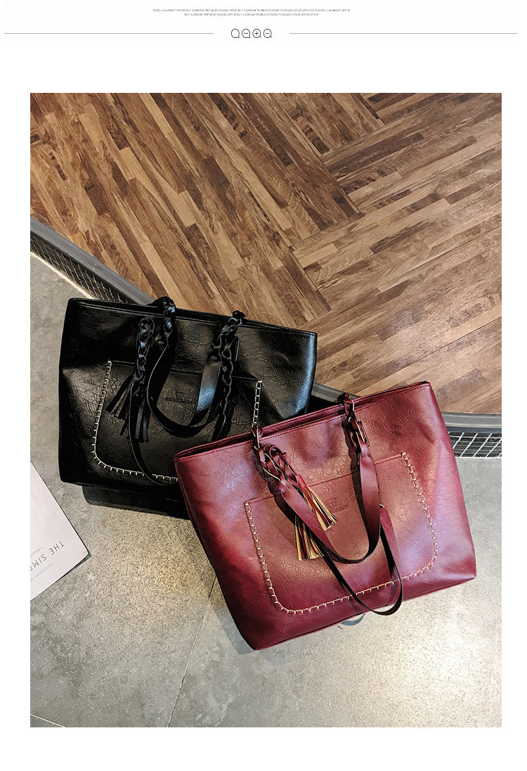 Trendy Black Tassel Decorated Square Shape Handbag,Messenger bags