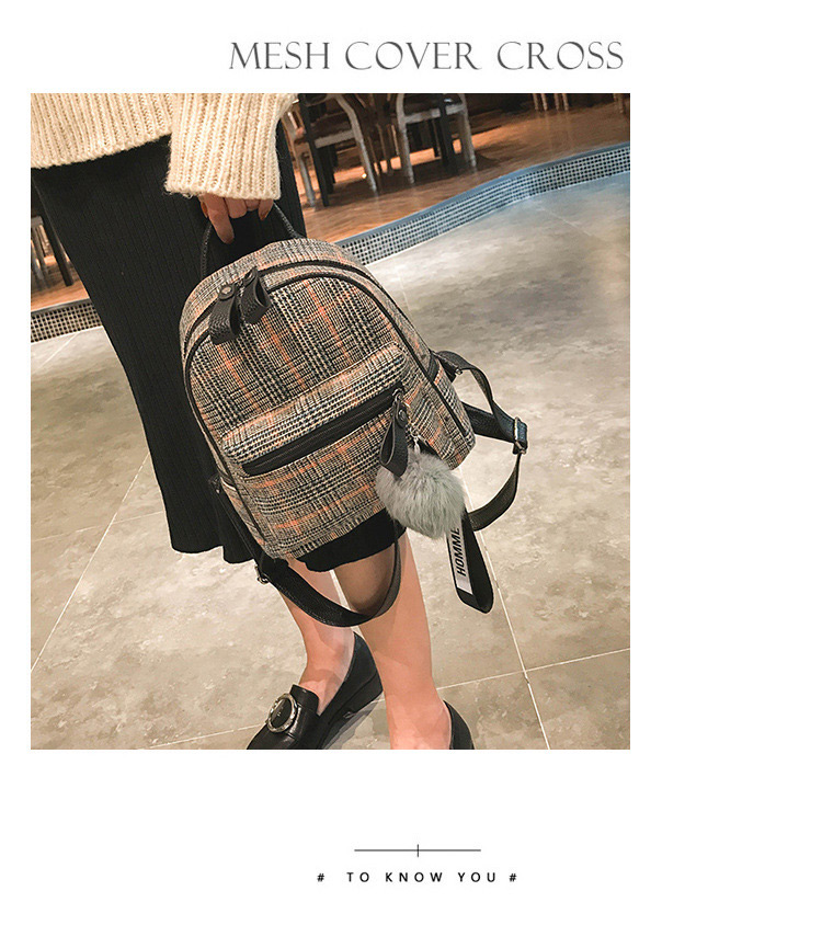 Trendy Gray Grid Pattern Decorated Backpack,Backpack